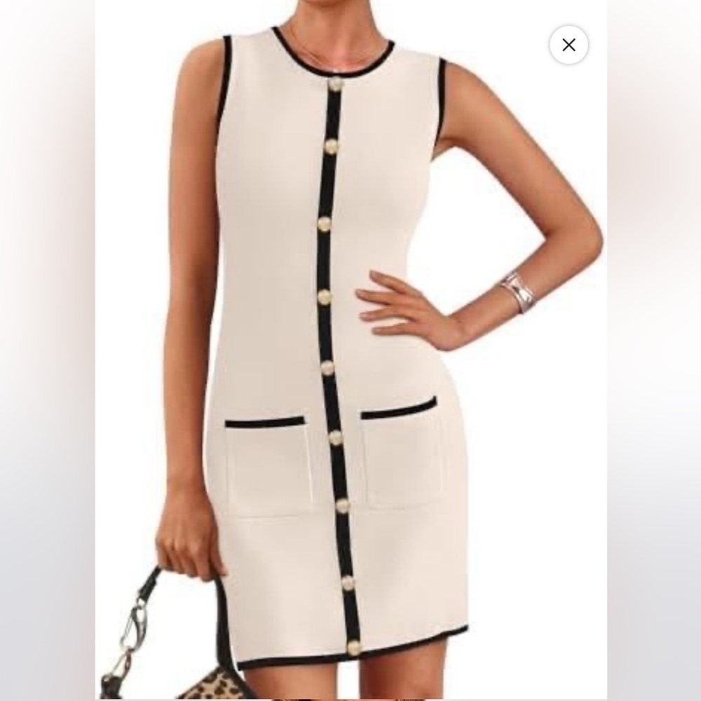 Elegant Sleeveless Dress with Black Accents - Preloved